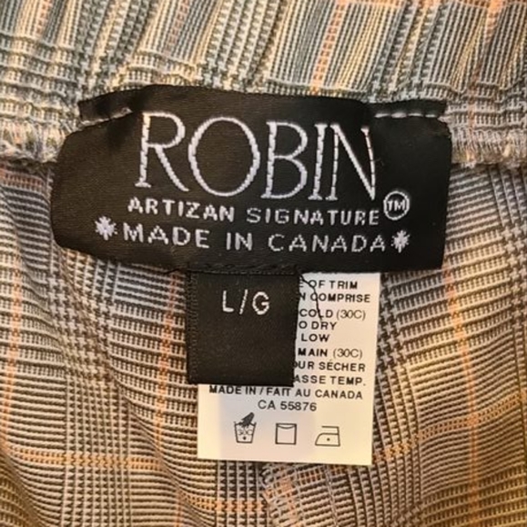 2/$30 ☆ NWOT Robin Barre Cropped Pink & Grey Plaid Pants Large Petite - Picture 6 of 7